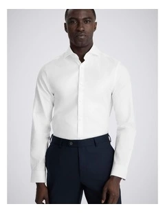Slim Fit White Cotton Twill Shirt
