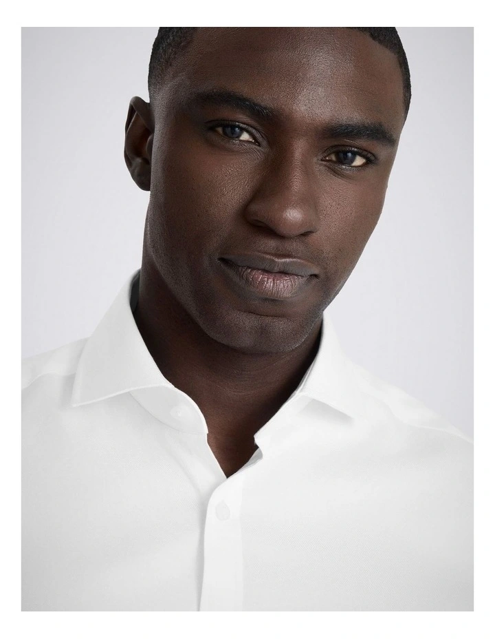 Slim Fit White Cotton Twill Shirt image 2