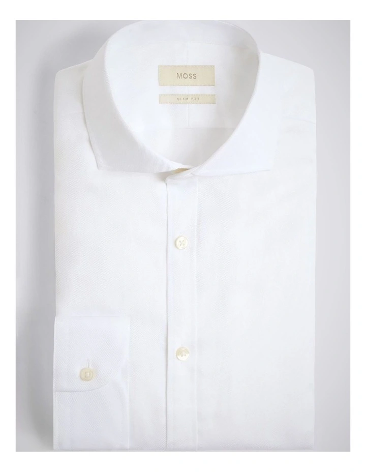 Slim Fit White Cotton Twill Shirt image 3
