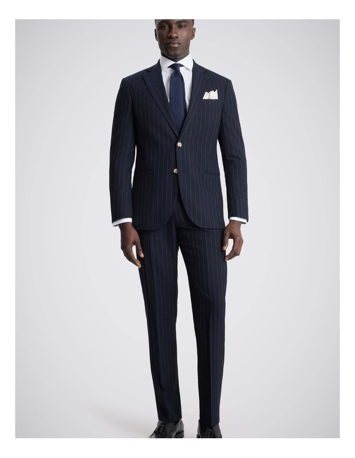 Tailored Fit Navy Stripe Trouser image 4