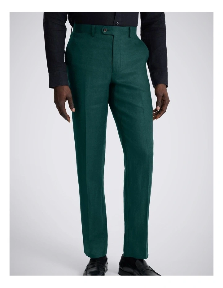 Slim Fit Emerald Twill Linen Trousers image 1