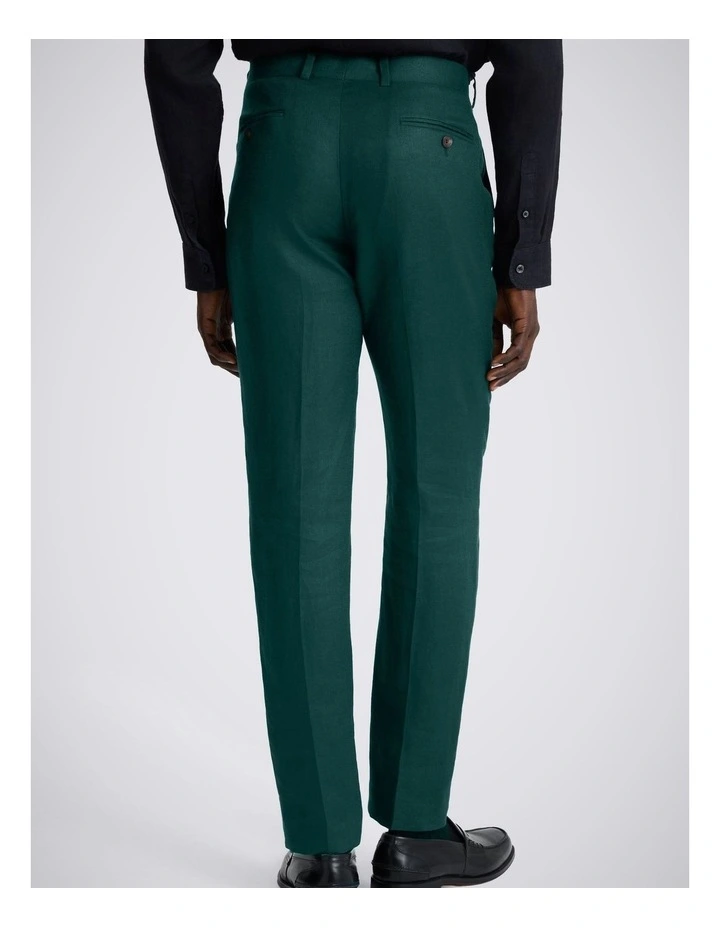 Slim Fit Emerald Twill Linen Trousers image 2