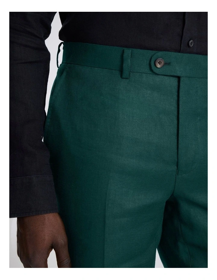 Slim Fit Emerald Twill Linen Trousers image 3