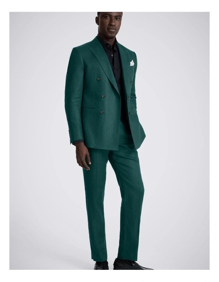Slim Fit Emerald Twill Linen Trousers image 4