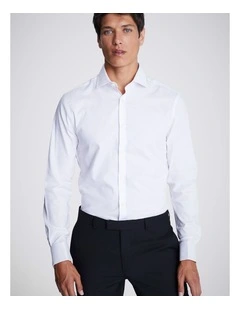 Slim Fit White Dobby Stretch Shirt