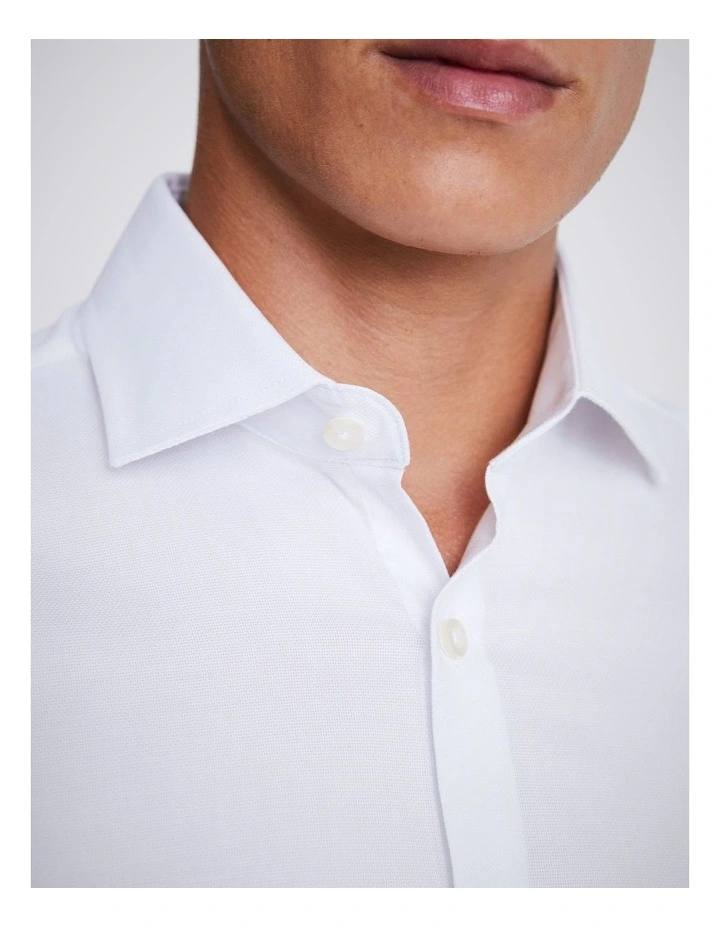 Slim Fit White Dobby Stretch Shirt image 3