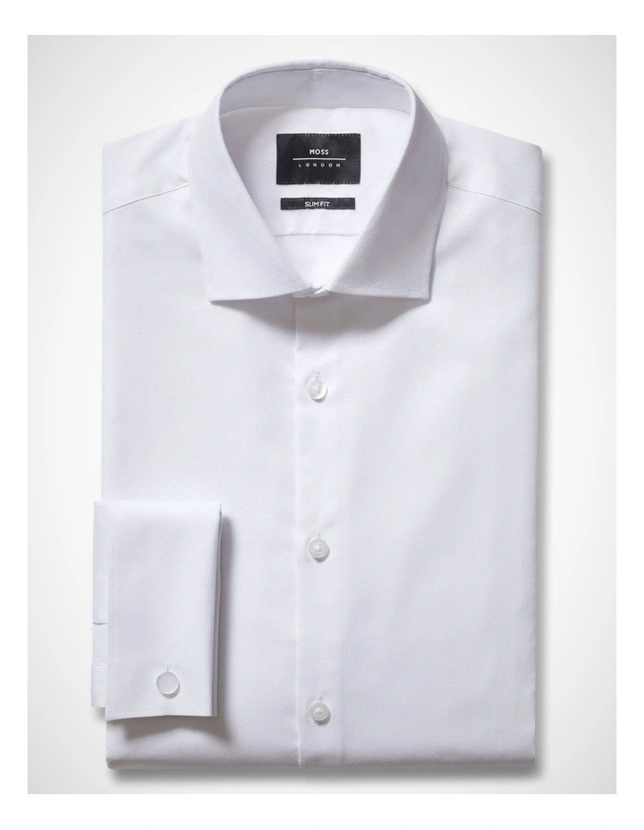 Slim Fit White Dobby Stretch Shirt image 4