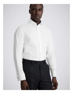 Tailored Fit White Dobby Stretch Shirt