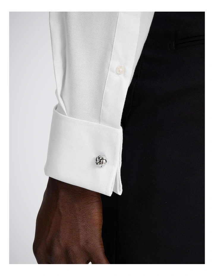Tailored Fit White Dobby Stretch Shirt image 2
