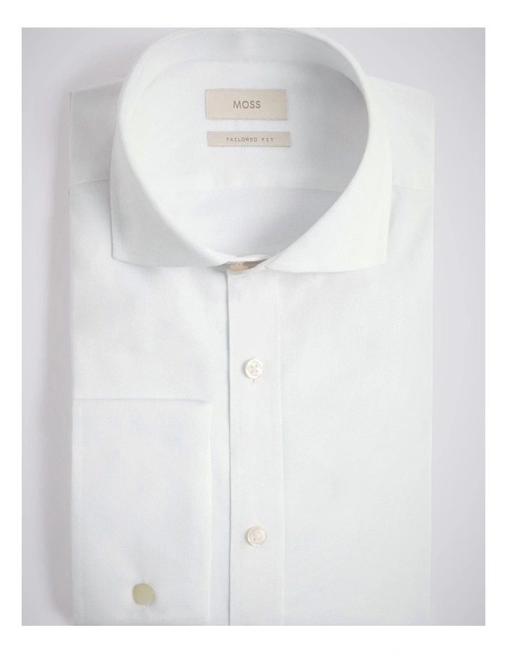 Tailored Fit White Dobby Stretch Shirt image 3
