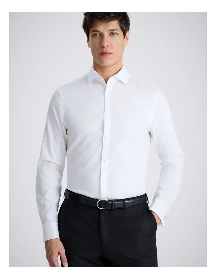 Slim Fit White Pinpoint Oxford Non-Iron Cotton Shirt image 1