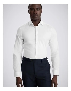 Slim Fit White Dobby Stretch Shirt