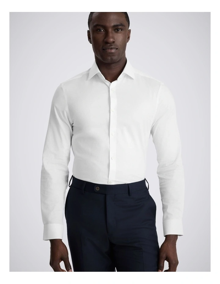 Slim Fit White Dobby Stretch Shirt image 1