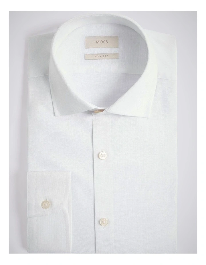 Slim Fit White Dobby Stretch Shirt image 3