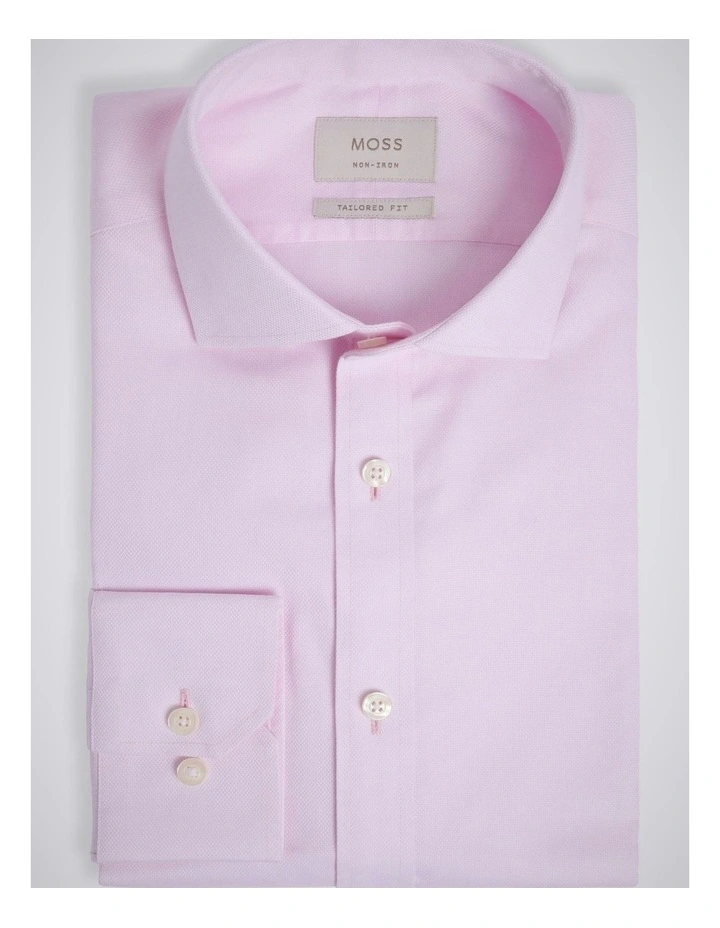 Tailored Fit Pink Royal Oxford Non-Iron Cotton Shirt image 3