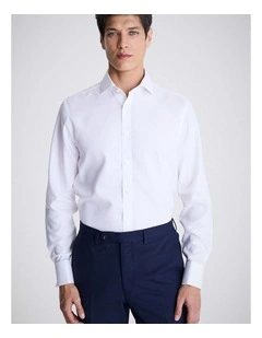 Tailored Fit White Royal Oxford Non-Iron Cotton Shirt