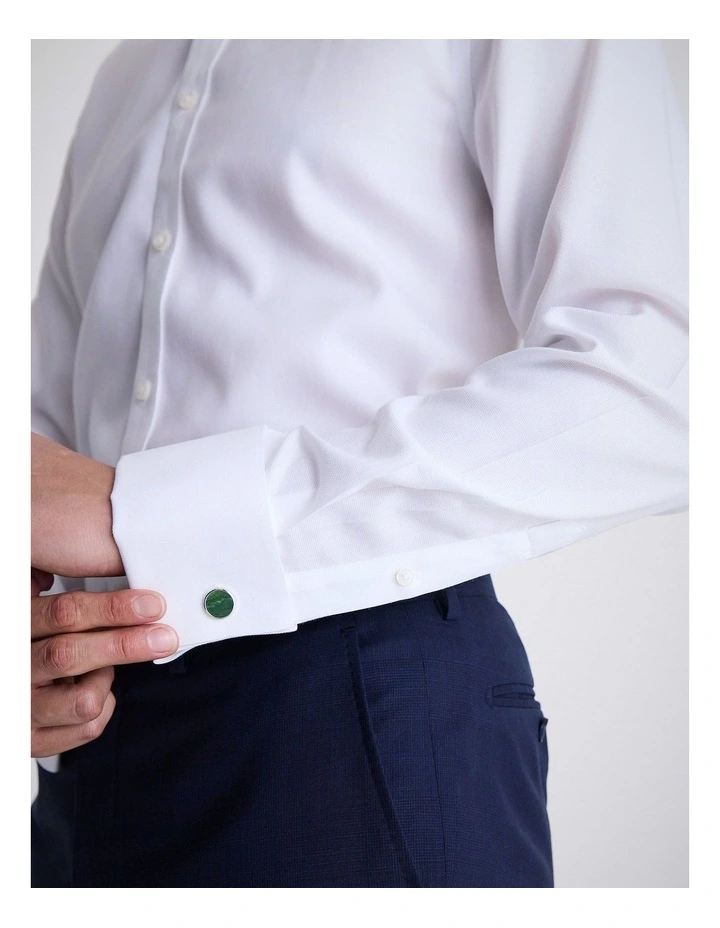 Tailored Fit White Royal Oxford Non-Iron Cotton Shirt image 3