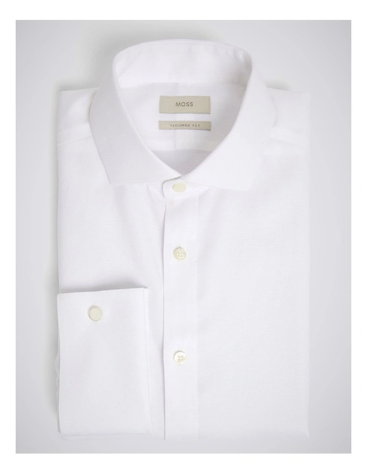 Tailored Fit White Royal Oxford Non-Iron Cotton Shirt image 4