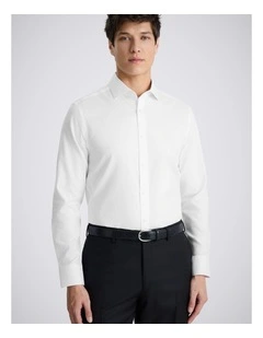 Tailored Fit White Royal Oxford Non-Iron Cotton Shirt