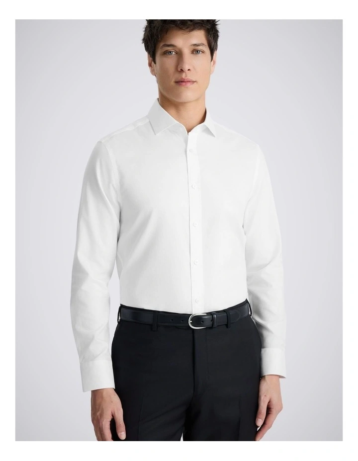 Tailored Fit White Royal Oxford Non-Iron Cotton Shirt image 1