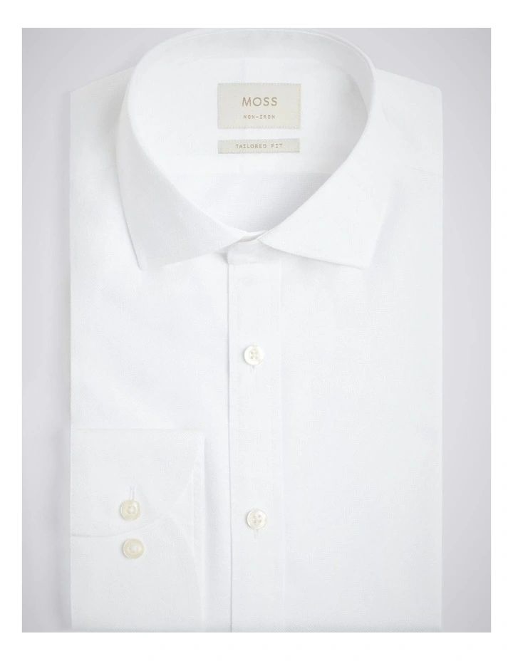 Tailored Fit White Royal Oxford Non-Iron Cotton Shirt image 3