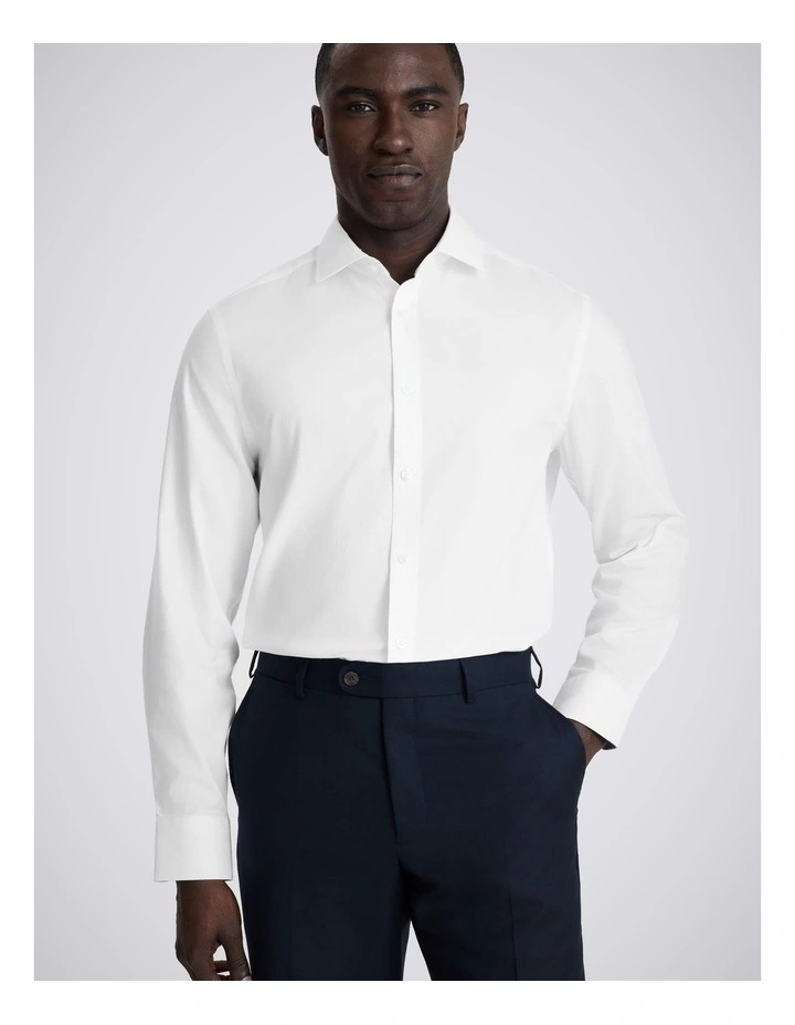 Tailored Fit White Pinpoint Oxford Contrast Cotton Shirt image 1