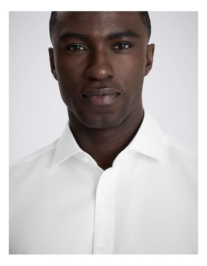 Tailored Fit White Pinpoint Oxford Contrast Cotton Shirt image 2