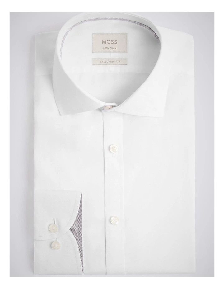 Tailored Fit White Pinpoint Oxford Contrast Cotton Shirt image 3