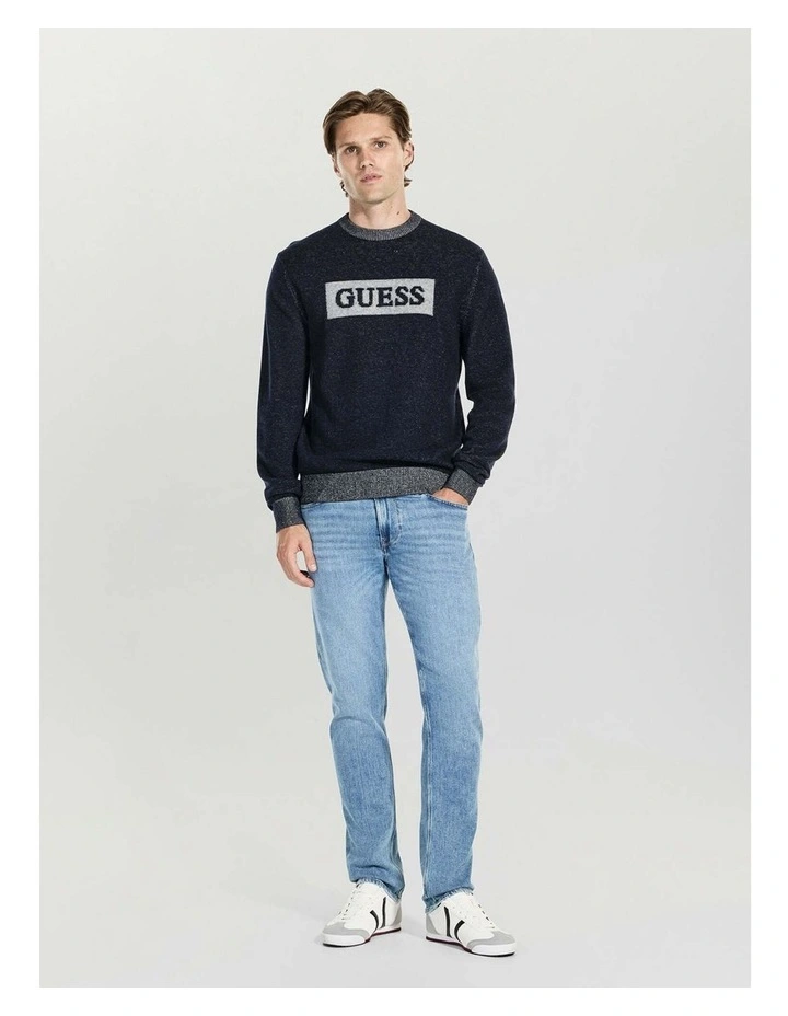 Jack Crew Neck Box Logo Sweater in Blue image 2