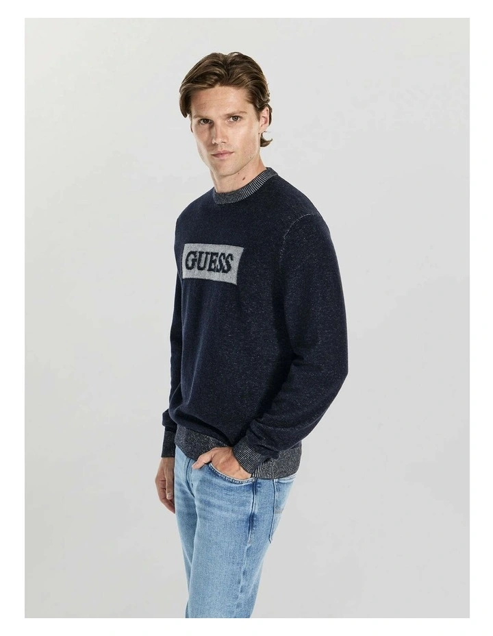 Jack Crew Neck Box Logo Sweater in Blue image 3