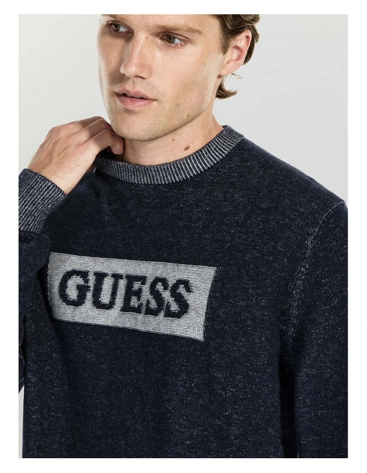 Jack Crew Neck Box Logo Sweater in Blue image 4