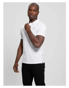 Eco Washed Polo Shirt in White