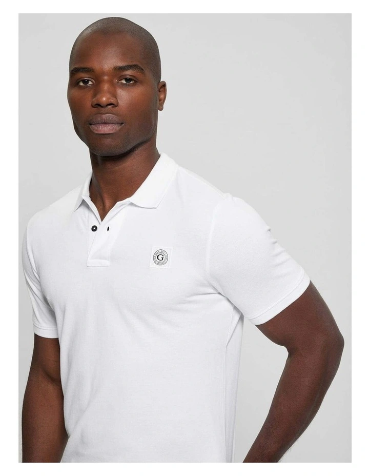 Eco Washed Polo Shirt in White image 3