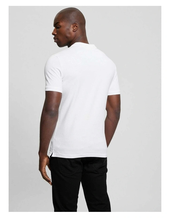 Eco Washed Polo Shirt in White image 4