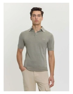 Cree Knitted Polo Sweater Shirt in Green