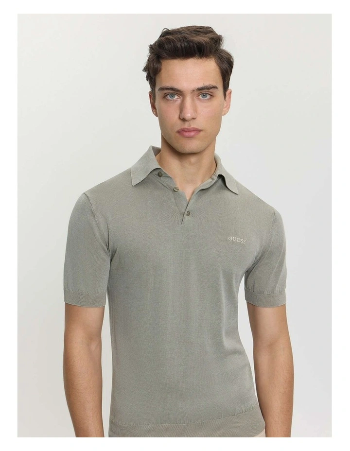 Cree Knitted Polo Sweater Shirt in Green image 3