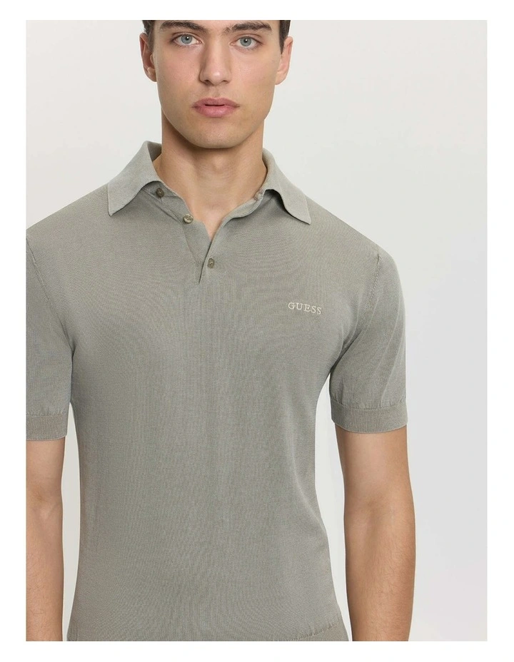 Cree Knitted Polo Sweater Shirt in Green image 4