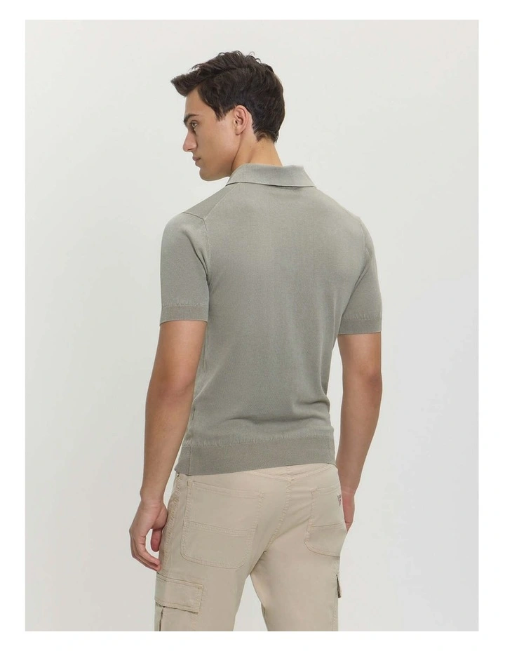 Cree Knitted Polo Sweater Shirt in Green image 5