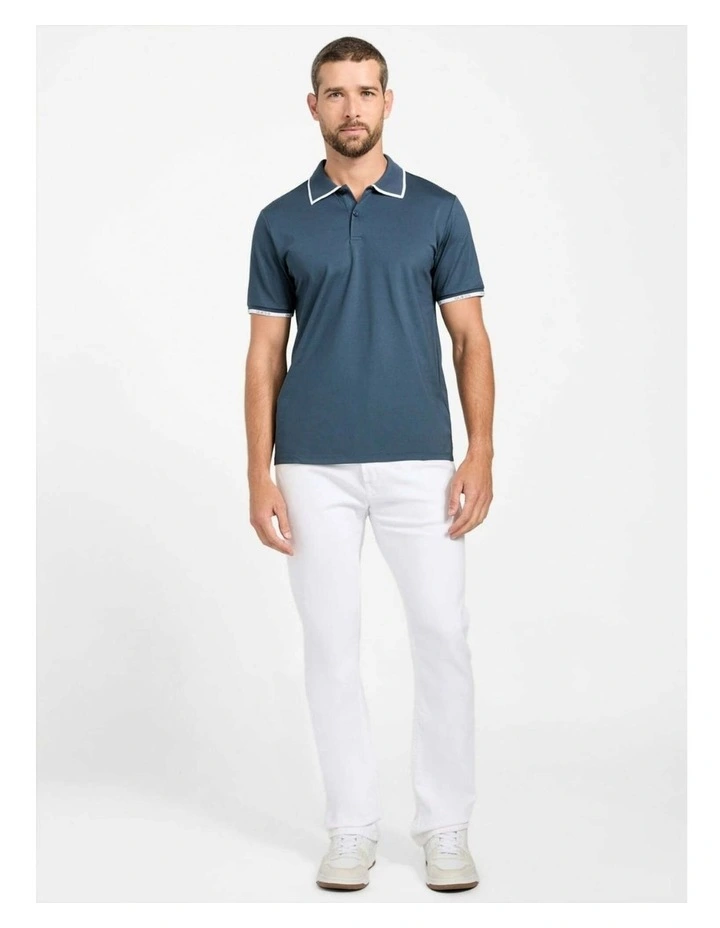 Eco Paul Pique Tipping Polo Shirt in Blue image 2