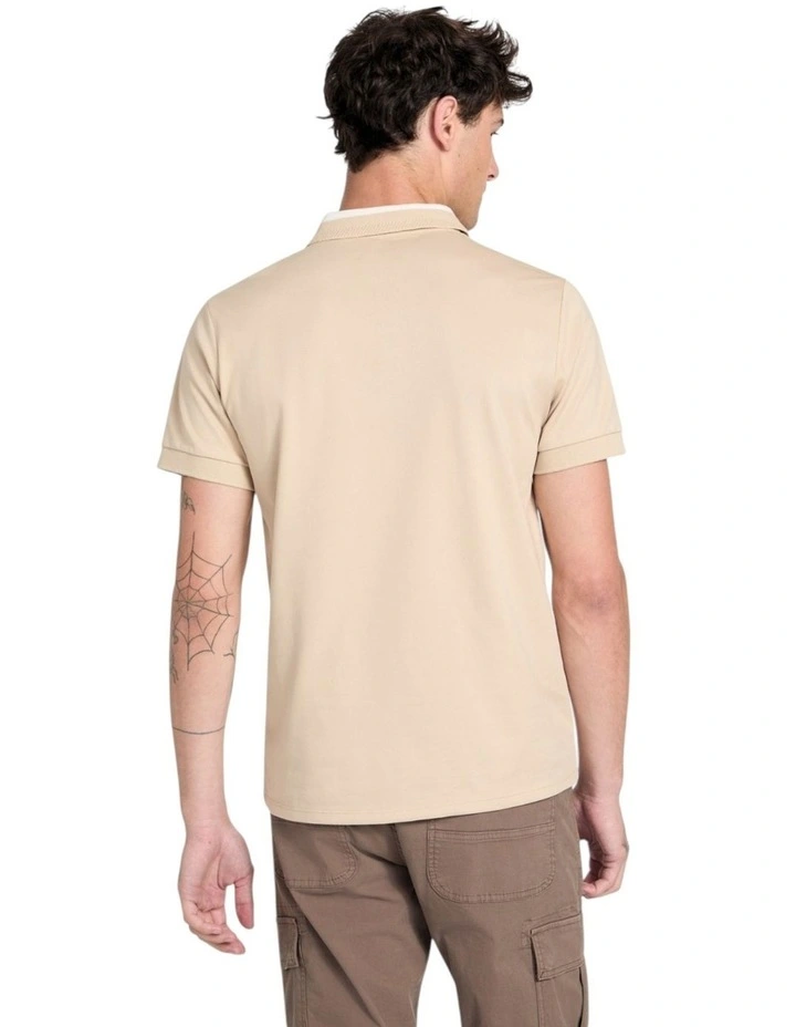 Eco Paul Collar Polo Shirt in Beige image 3