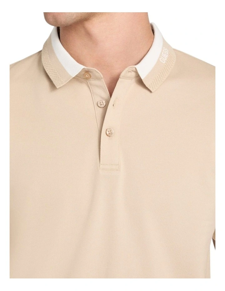 Eco Paul Collar Polo Shirt in Beige image 4