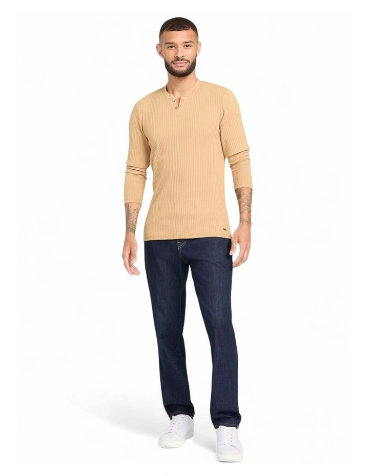 Todd Long Sleeve Henley in Brown image 1