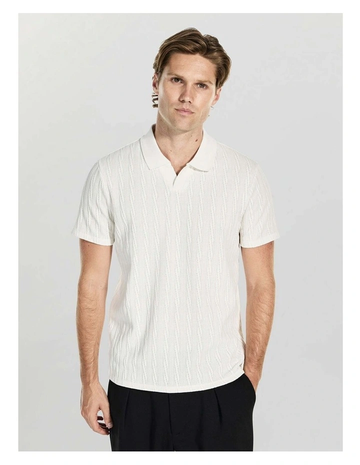 River Jacquard Knitted Shirt in White image 1