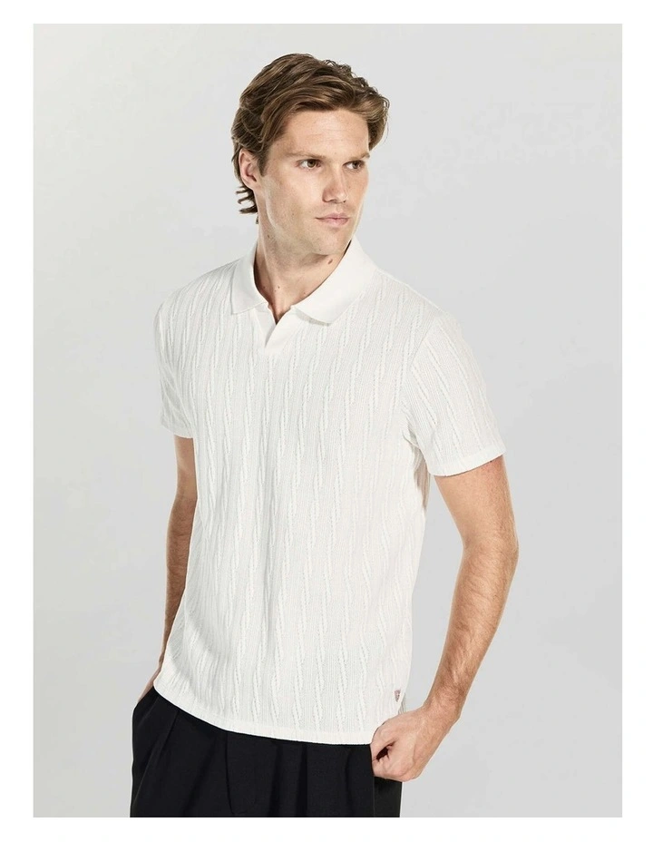 River Jacquard Knitted Shirt in White image 3
