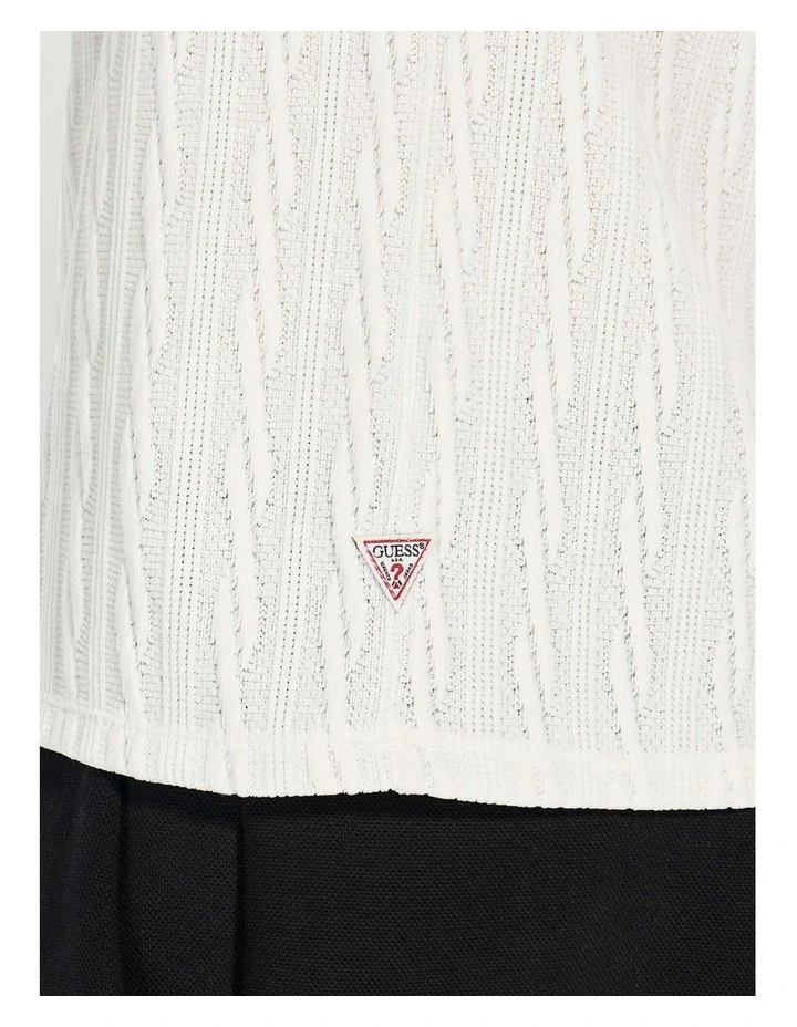River Jacquard Knitted Shirt in White image 5