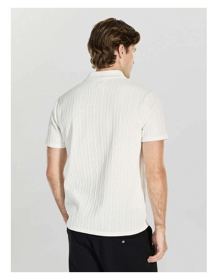 River Jacquard Knitted Shirt in White image 6