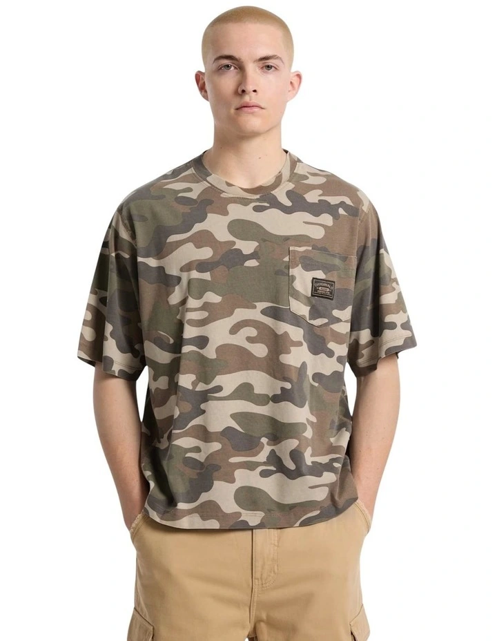 Originals Camouflage Boxy Pocket T-shirt in Brown image 1