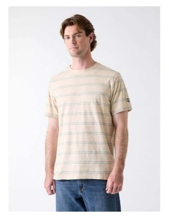 Striped Acid Wash T-shirt in Beige
