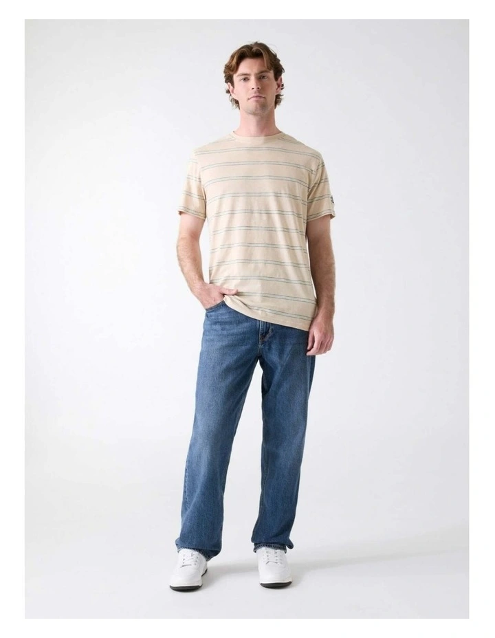 Striped Acid Wash T-shirt in Beige image 2