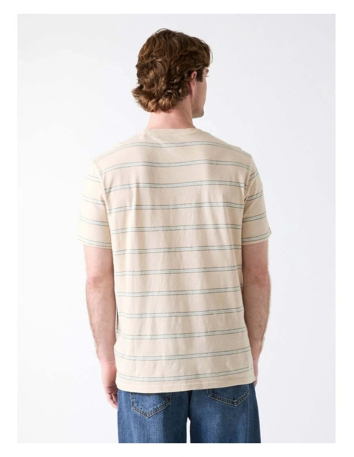 Striped Acid Wash T-shirt in Beige image 4